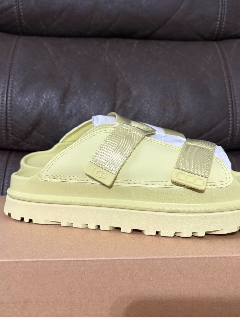 UGG Kids Lemon Yellow Dual-Strap Slide Sandals - Picture 2 of 6